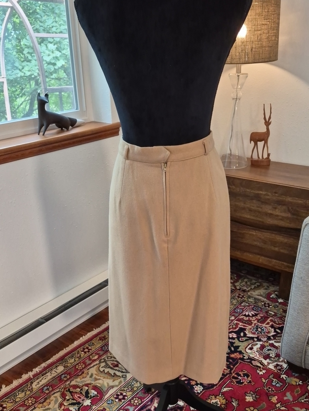 EVAN PICONE 70s Wool A LINE Skirt Camel 10 - Picture 4 of 8